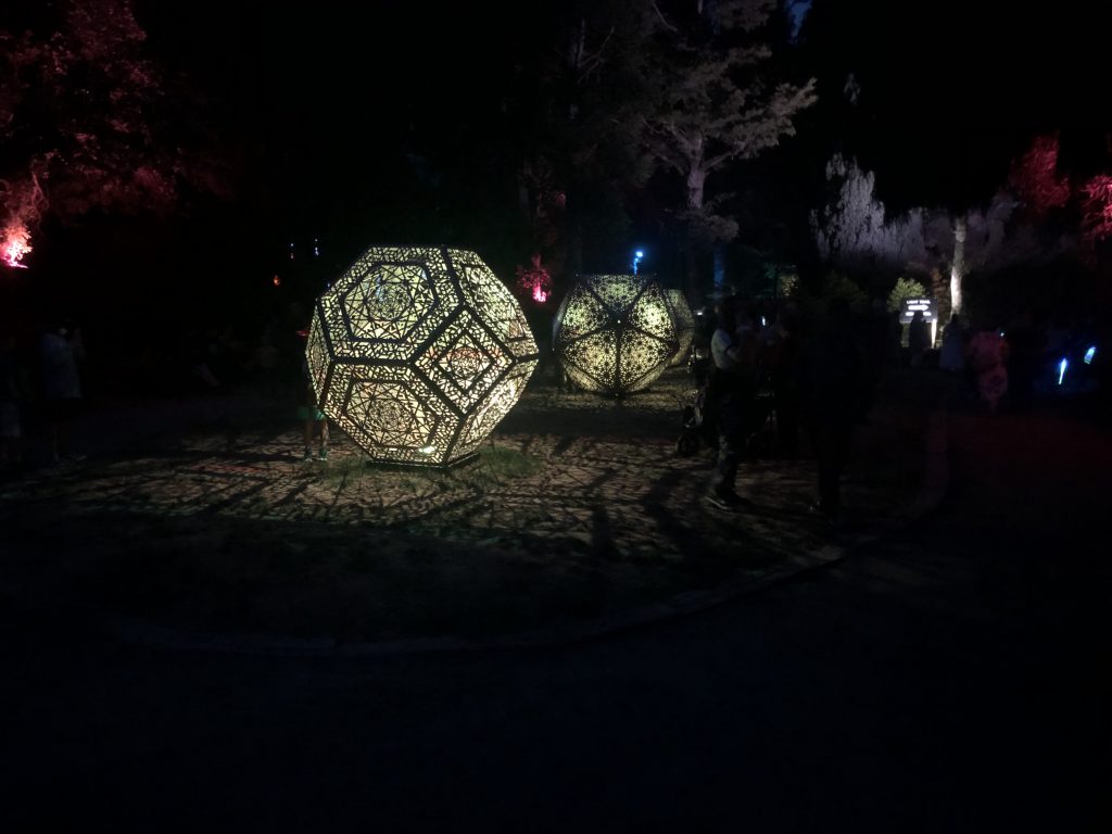 Art installation of self-illuminated polyhedrons.