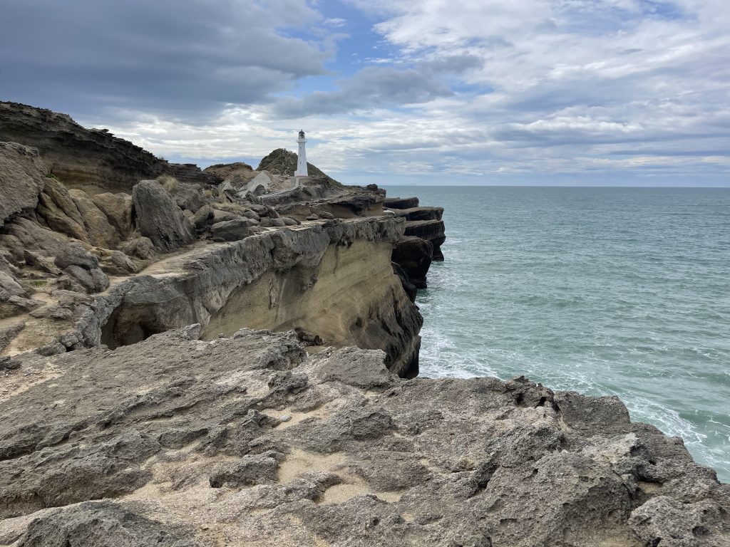 Distant view of the lighthouse at Castle Point, facing northeast.