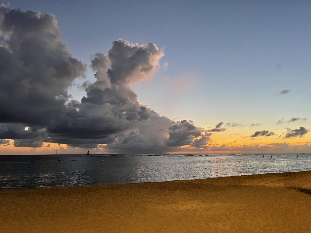 Sunset at Waikiki Beach.