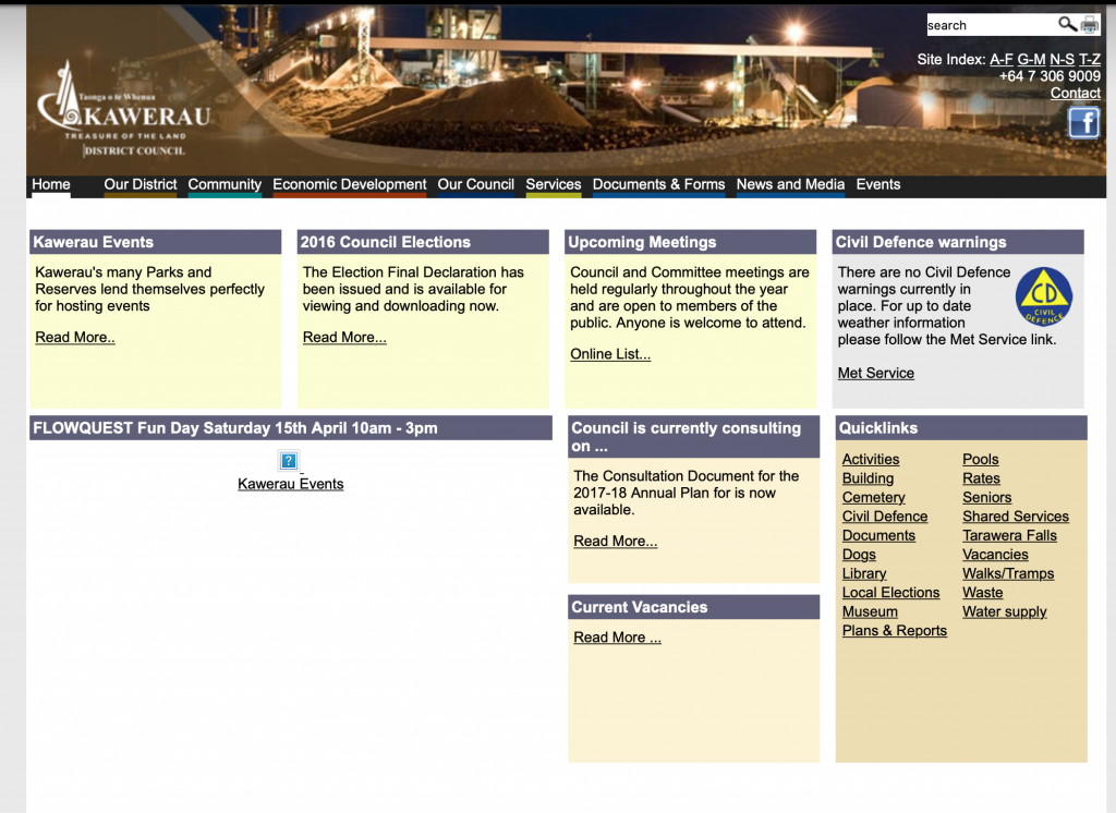 Kawerau District Council website - old version.