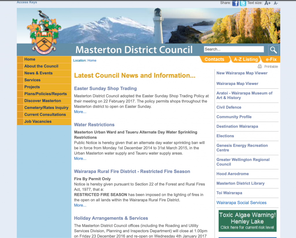 Masterton District Council website - old version