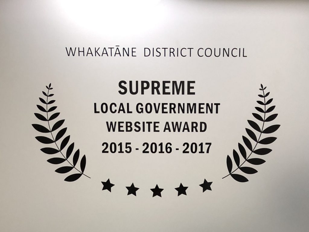 Whakatāne District Council Supreme Local Government Website Award: 2015 - 2016 - 2017