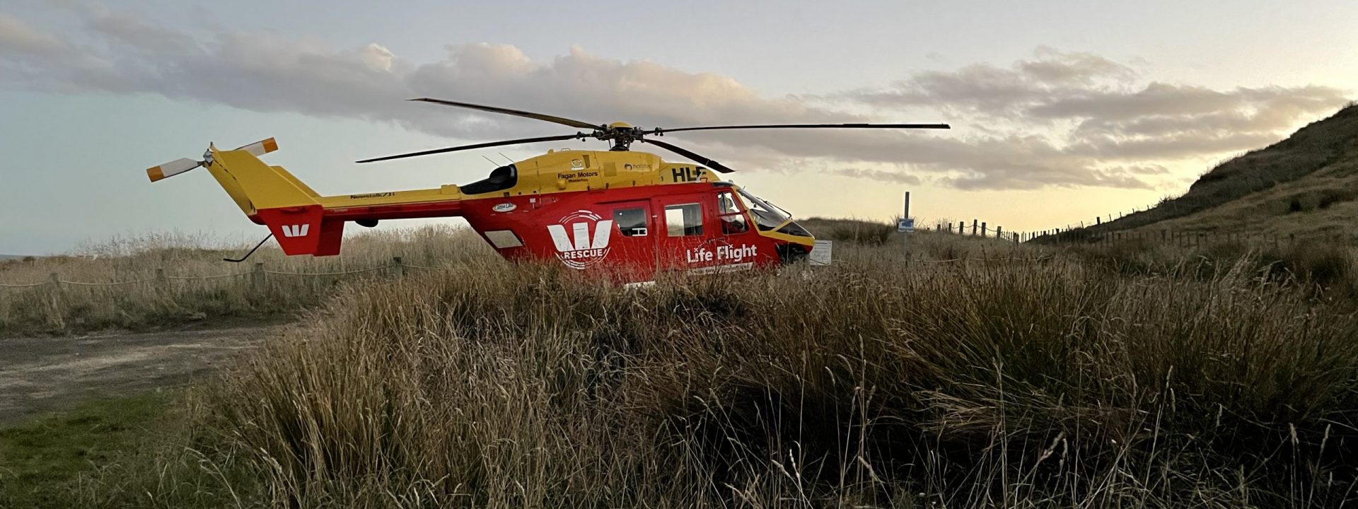 Westpac rescue helicopter at Whangaimoana Beach.